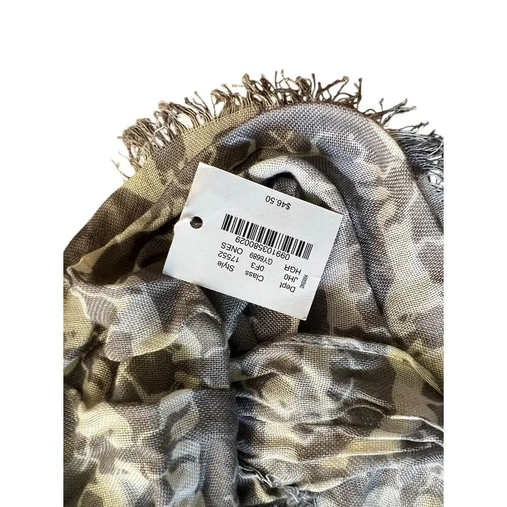 J.Crew NWT- Gray & ivory horse viscose fringed scarf MSRP $46.50
